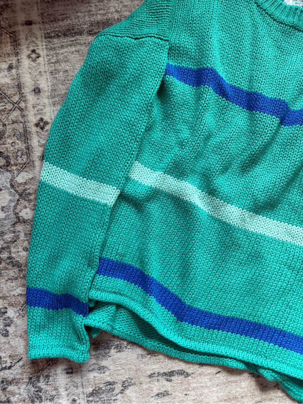 HIHO Pullover Relaxed Crew Neck blue striped Sweater NWT Size M - Picture 3 of 7
